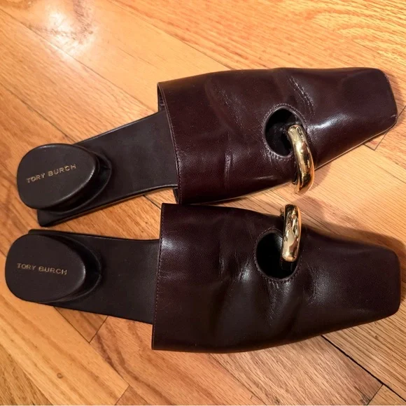 Tory Burch Pierced Mule in Merlot / Dark Brown - Picture 4 of 6